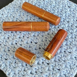 A polished timber darning wool needle case. With screw on lid. Perfect for all knitting, sewing, quilting and crochet projects.
