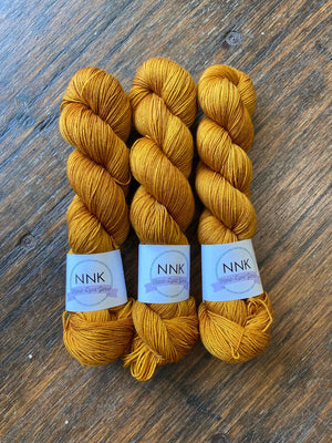 Dirty Mustard - NNK Fingering weight 4 ply Merino Silk Cashmere.  Perfect for garments, accessories, shawls, wraps, scarves. Knitting and crochet.  Learn to knit and learn to crochet with this luxury yarn.