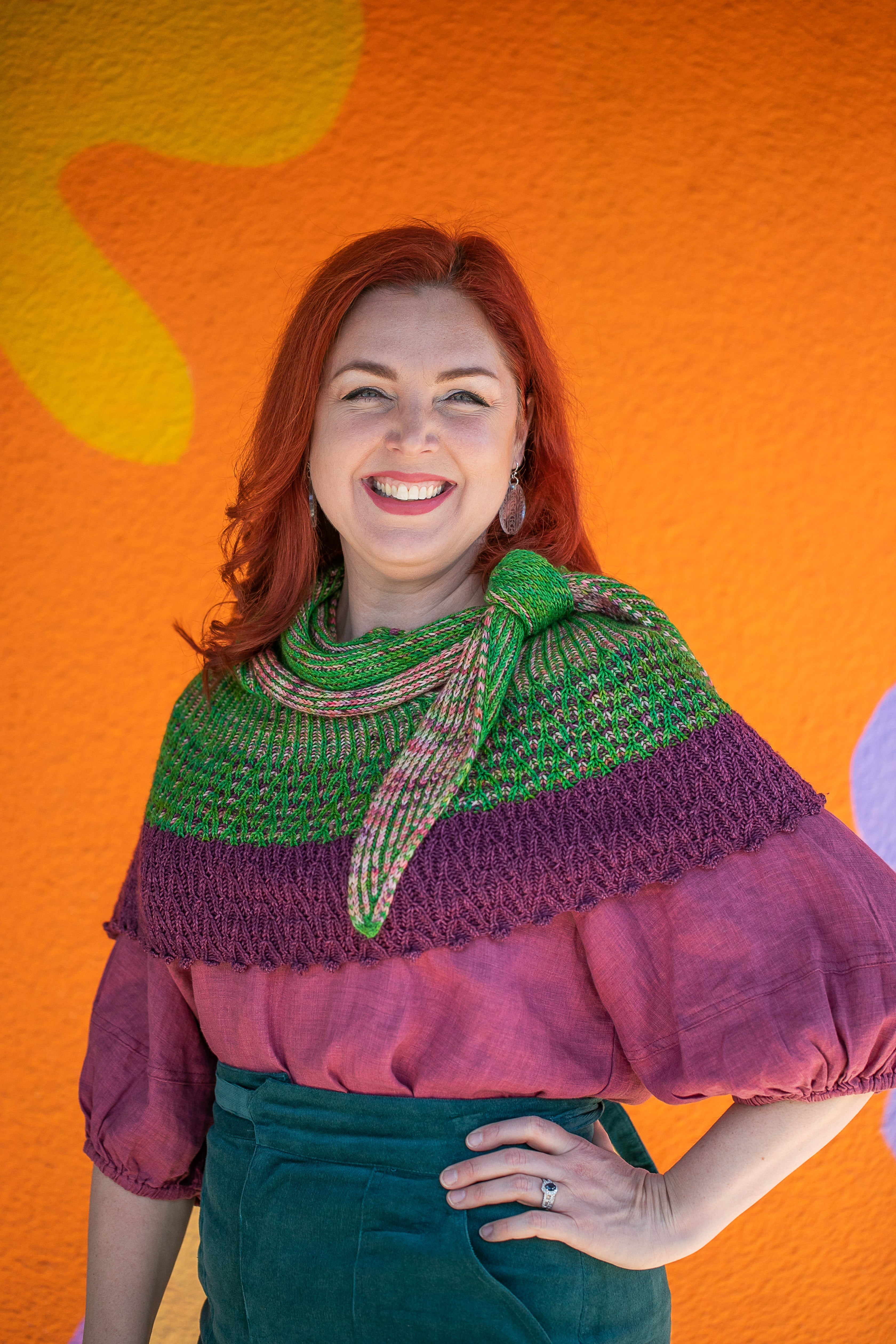 Daer Pru knitting instructor at That Yarn Place Samford Valley Brisbane teaching her stackable workshops