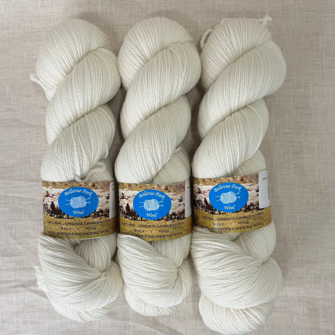 Natural 4 ply Bellevue Park 100% NSW Merino