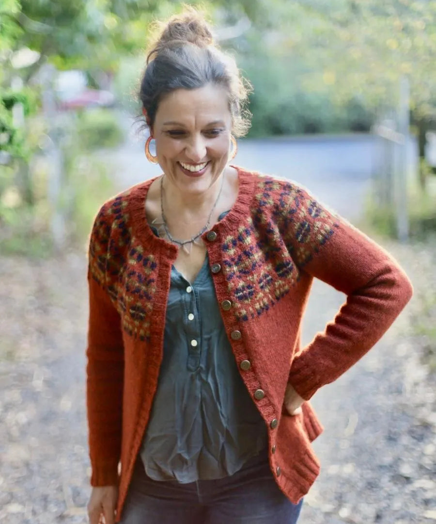 Truly Myrtle Embers Rust Colourwork Cardigan
