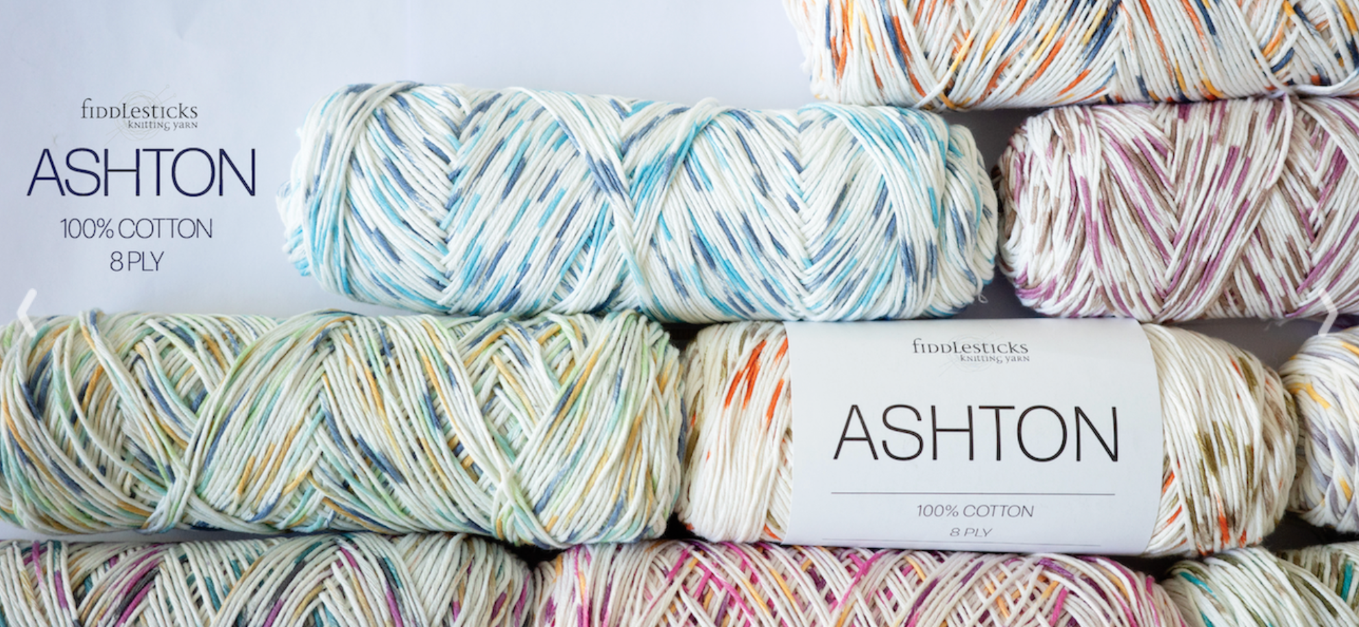 Fiddlesticks Ashton 8ply / DK yarn – 100% super-soft cotton with gentle variegated shades. Ideal for crochet and knitting. Fast shipping Australia-wide.