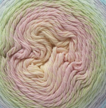 Fiddlesticks Eddy 4ply cotton blend gradient yarn ball pink green yellow