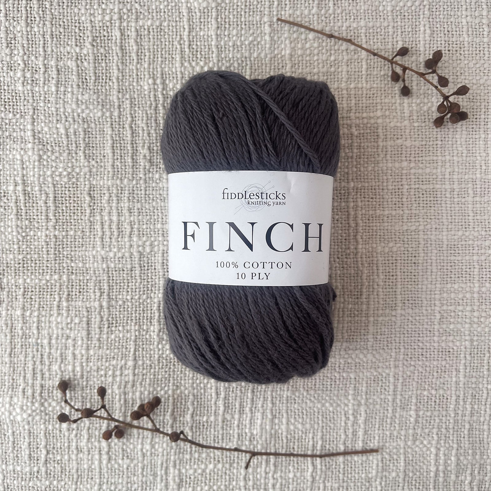 Fiddlesticks Finch 10 Ply Cotton Yarn – colour Grey (6205), a quality cotton yarn for knitting and crochet. Order online with quick dispatch.