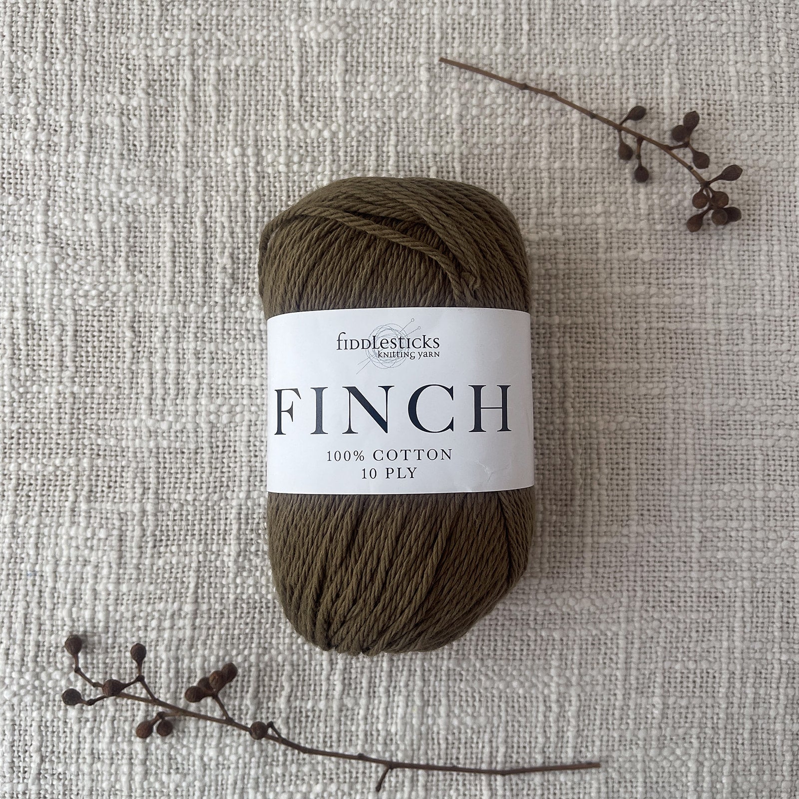 Fiddlesticks Finch 10 Ply Cotton Yarn – colour Khaki (6225), a quality cotton yarn for knitting and crochet. Order online with quick dispatch.