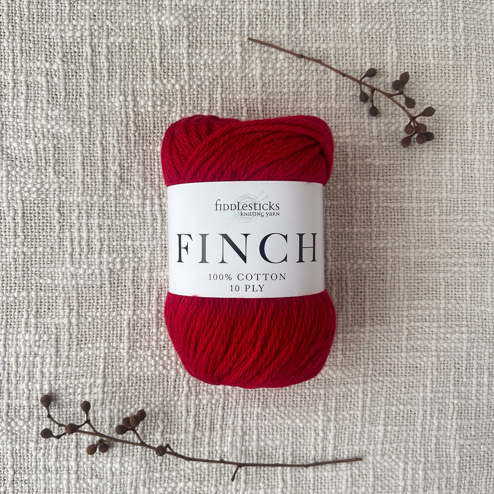 Fiddlesticks Finch 10 Ply Cotton Yarn – colour Red (6211), a quality cotton yarn for knitting and crochet. Order online with quick dispatch.