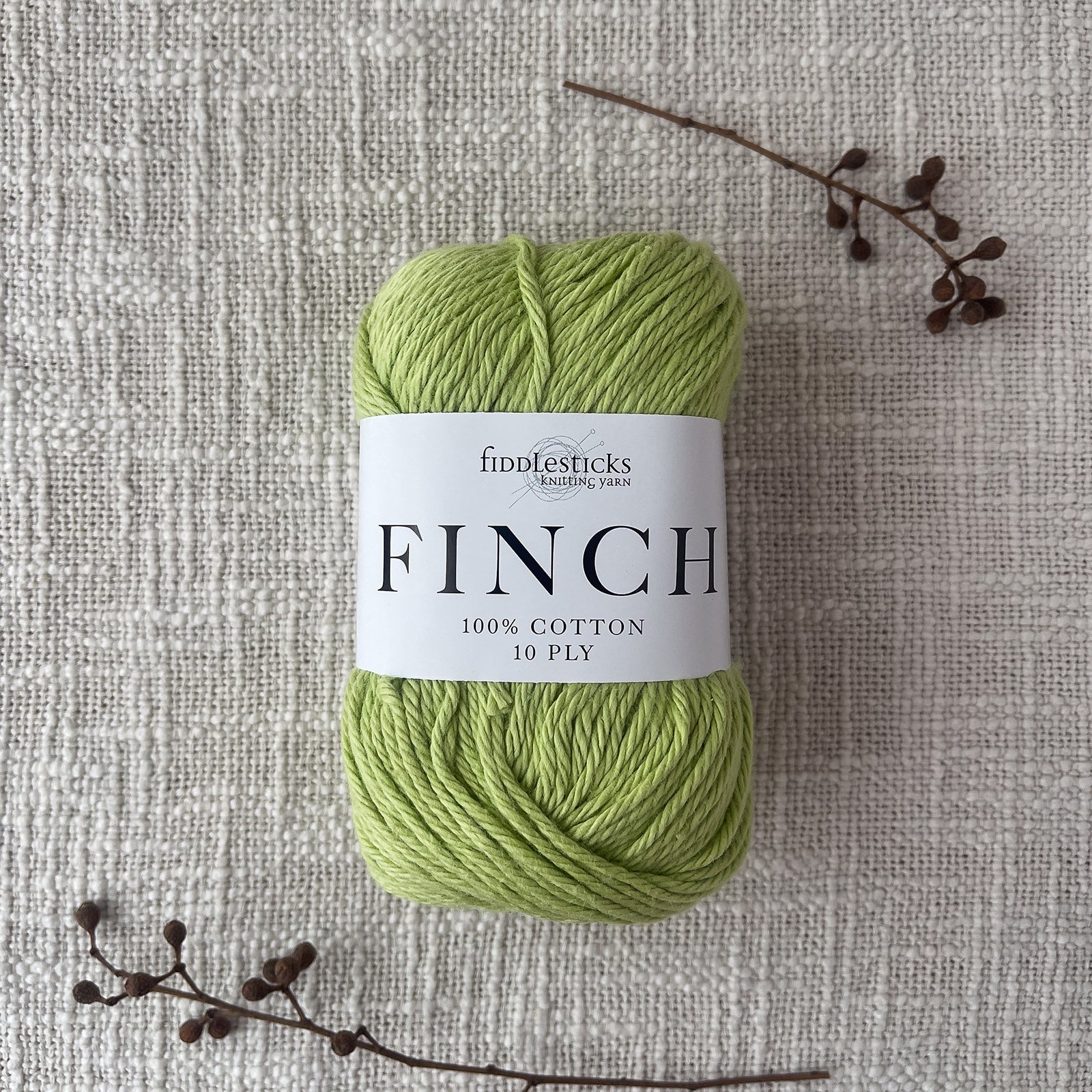 Fiddlesticks Finch 10 Ply Cotton Yarn in Leaf (6229) – soft 100% cotton yarn perfect for knitting and crochet, available at That Yarn Place.