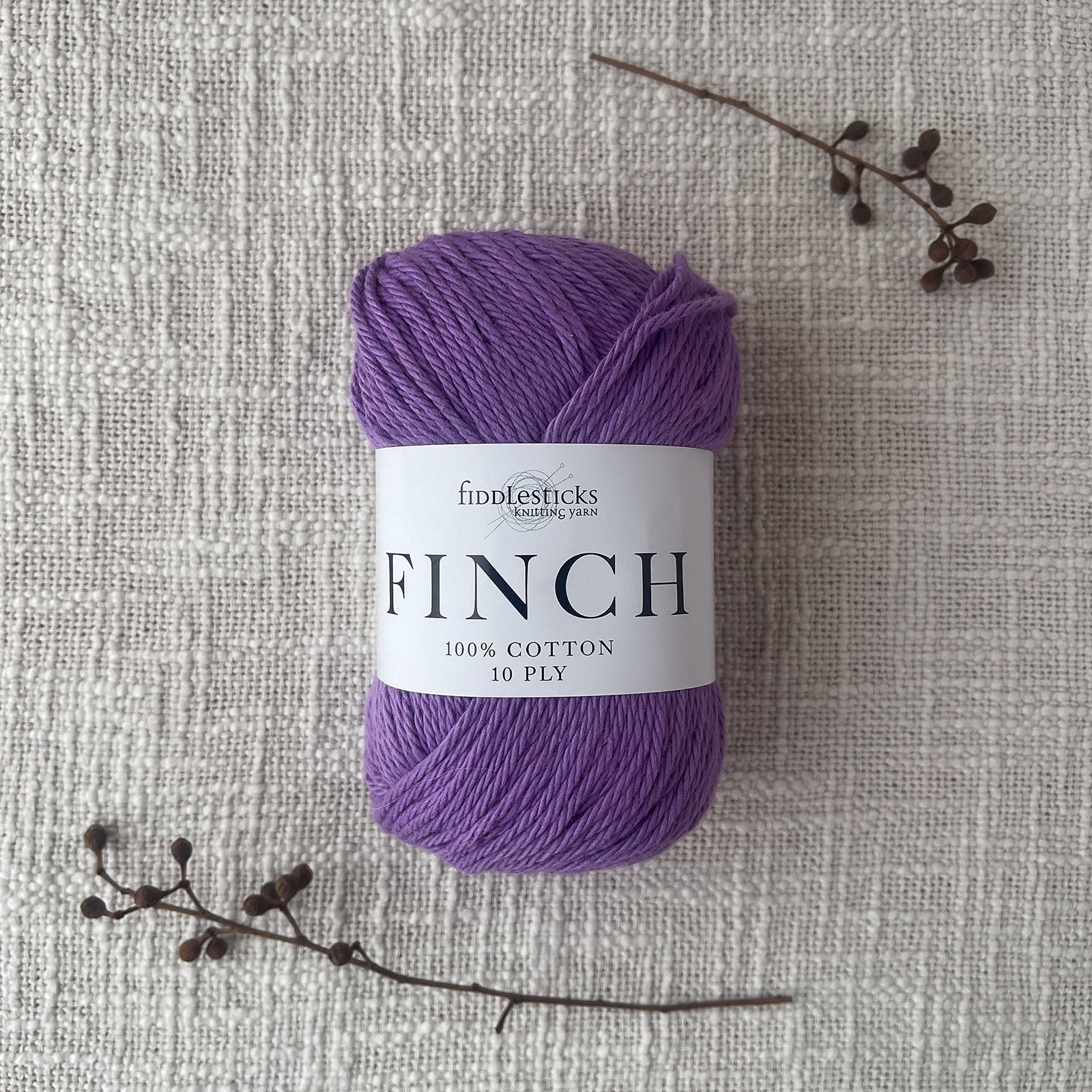Fiddlesticks Finch 10 Ply Cotton Yarn in Violet (6252) – soft 100% cotton yarn perfect for knitting and crochet, available at That Yarn Place.