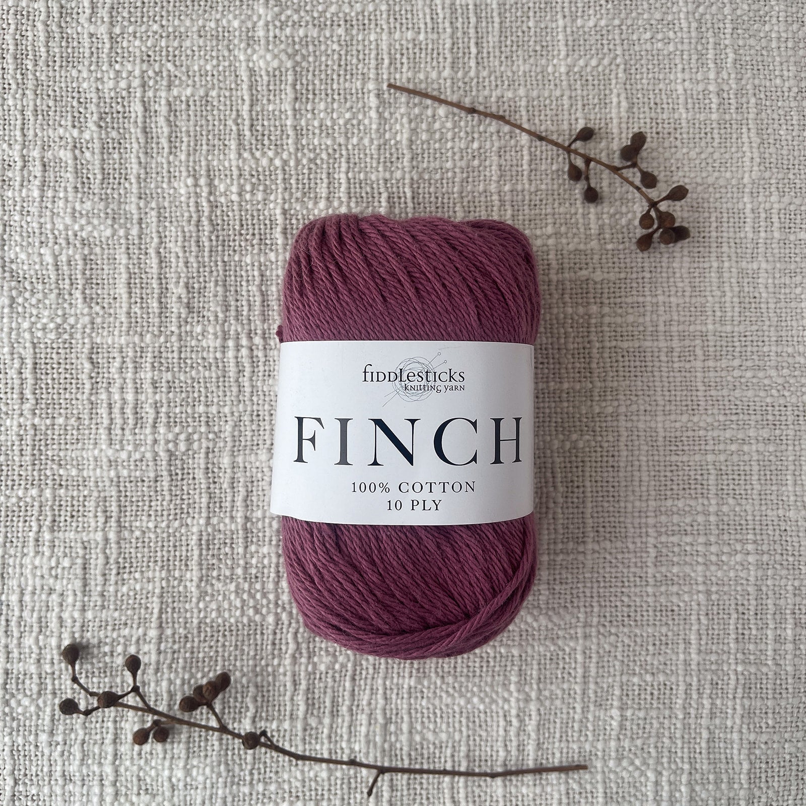 Fiddlesticks Finch 10 Ply Yarn – shade Mulberry (6224), 100% cotton yarn for homewares and garments. Fast shipping Australia-wide.