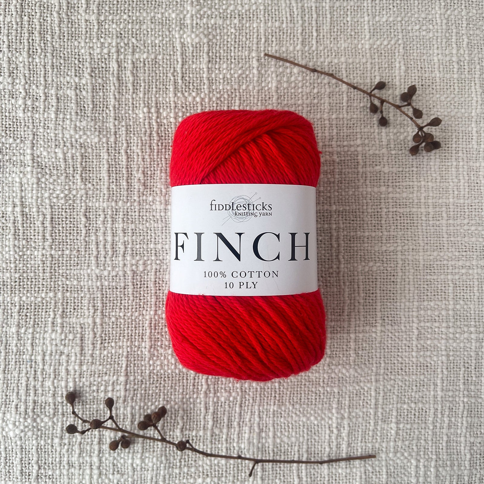 Fiddlesticks Finch 10 Ply Yarn – shade Pillar Box Red (6239), 100% cotton yarn for homewares and garments. Fast shipping Australia-wide.