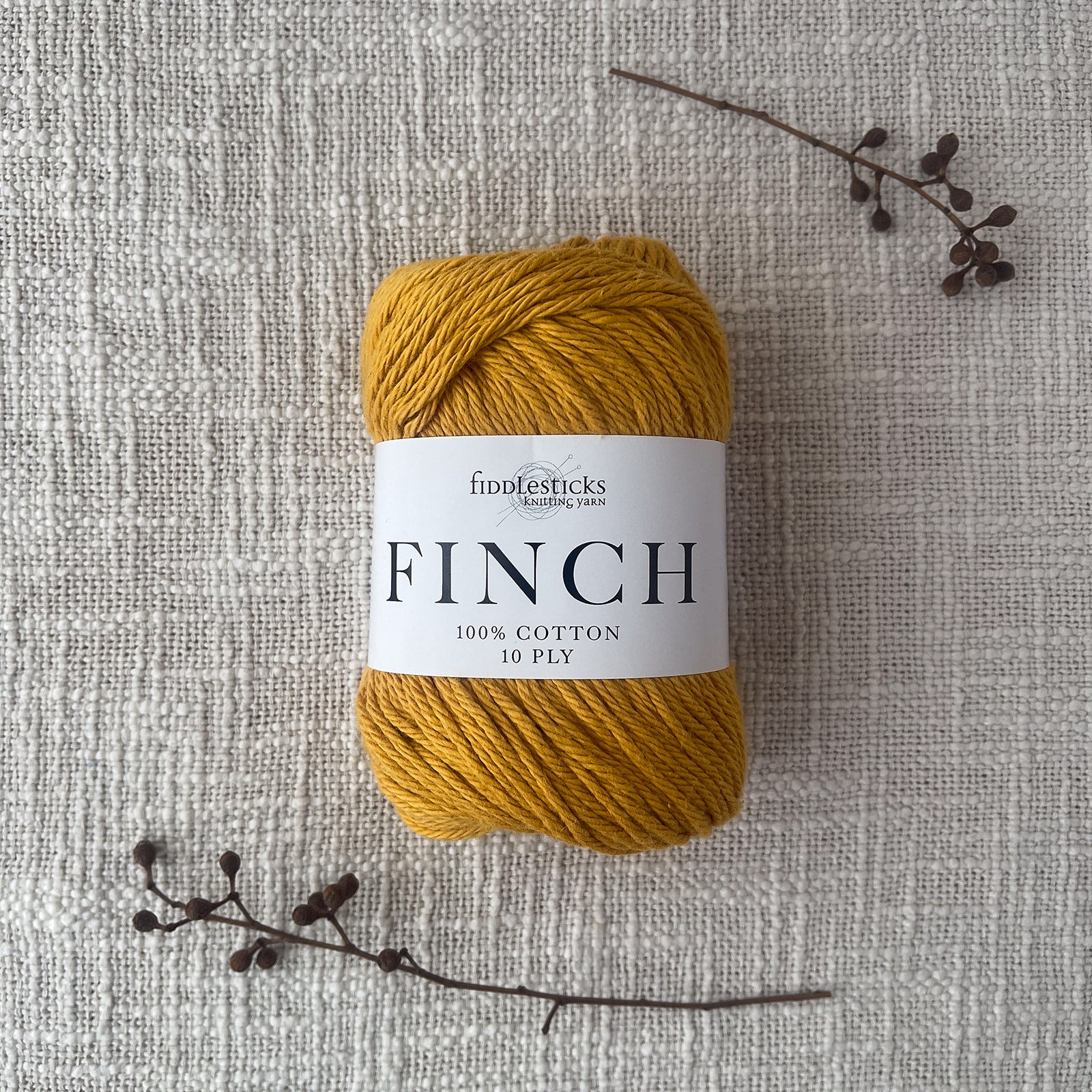 Fiddlesticks Finch Yarn – Mustard (6218), 10 ply 100% cotton yarn with a soft texture. Fast delivery across Australia.