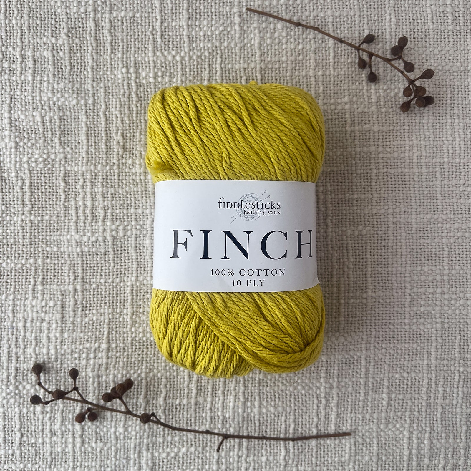 Fiddlesticks Finch Yarn – Chartreuse (6226), 10 ply 100% cotton yarn with a soft texture. Fast delivery across Australia.