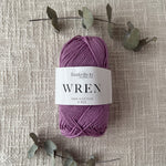 Fiddlesticks Wren 8 Ply Cotton Yarn in Amethyst colour (shade W028) – 100% cotton yarn for knitting and crochet, available at That Yarn Place.