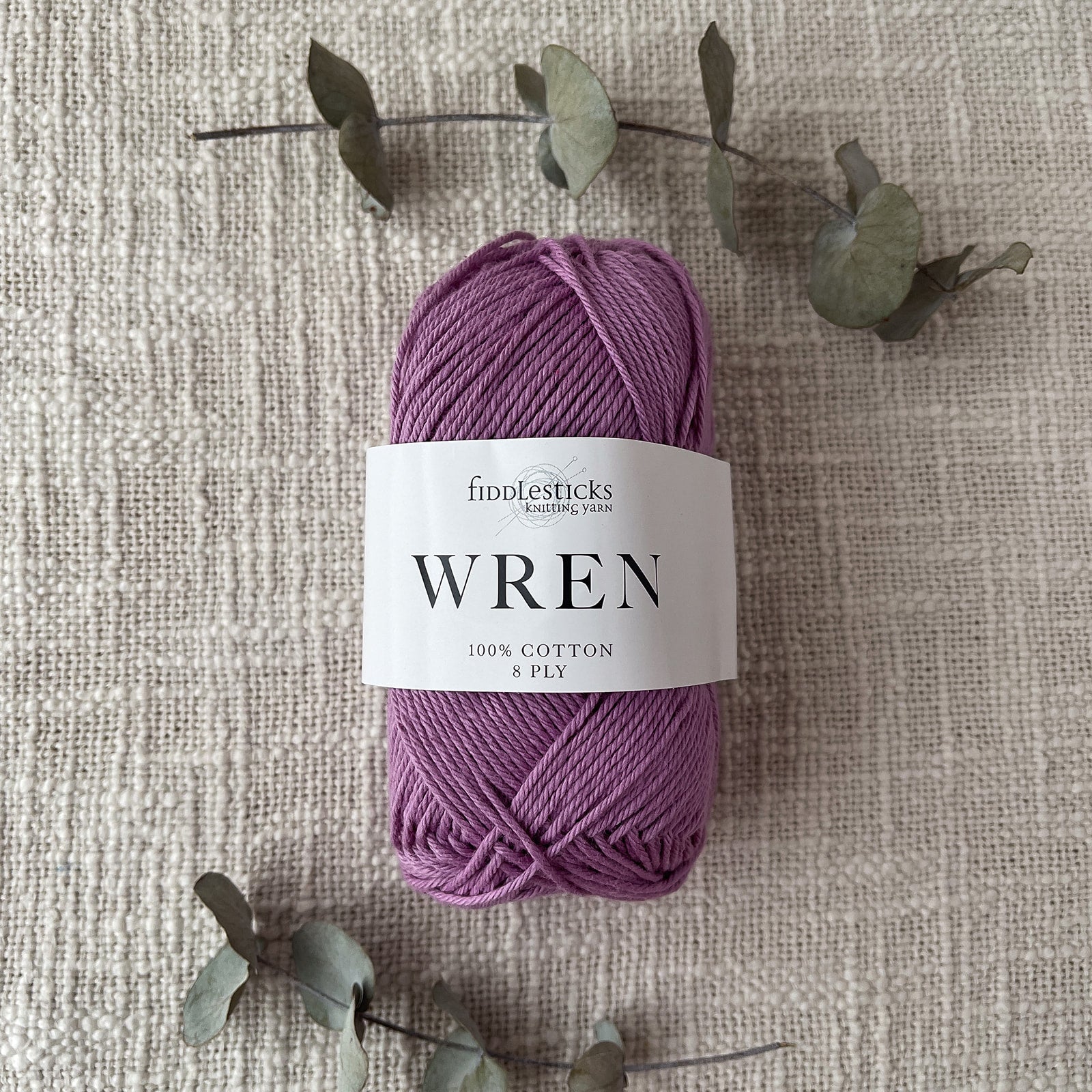 Fiddlesticks Wren 8 Ply Cotton Yarn in Amethyst colour (shade W028) – 100% cotton yarn for knitting and crochet, available at That Yarn Place.