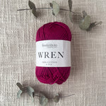 Fiddlesticks Wren 8 Ply Cotton Yarn in Cerise colour (shade W052) – 100% cotton yarn for knitting and crochet, available at That Yarn Place.