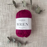 Fiddlesticks Wren 8 Ply Cotton Yarn in Cerise colour (shade W052) – 100% cotton yarn for knitting and crochet, available at That Yarn Place.