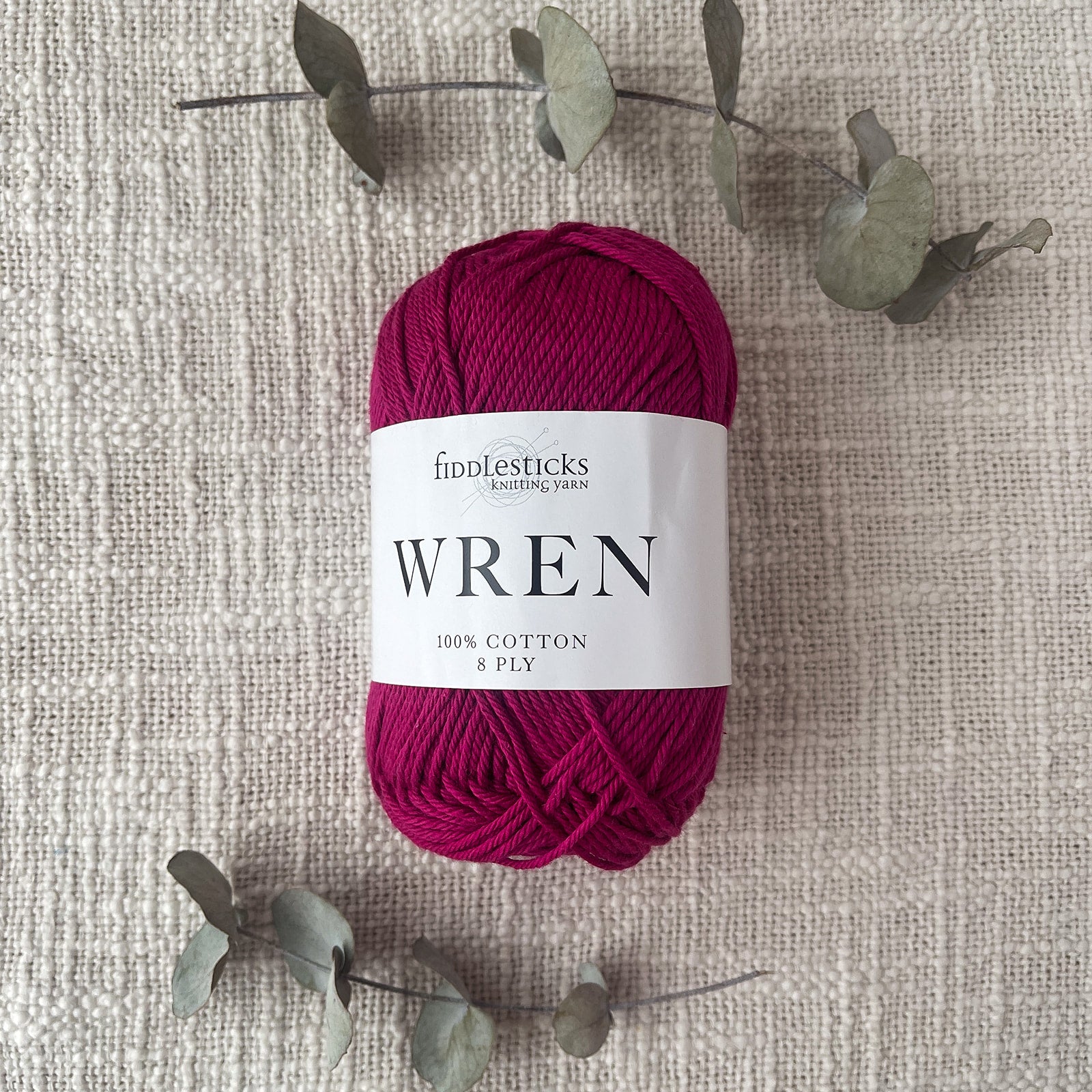 Fiddlesticks Wren 8 Ply Cotton Yarn in Cerise colour (shade W052) – 100% cotton yarn for knitting and crochet, available at That Yarn Place.