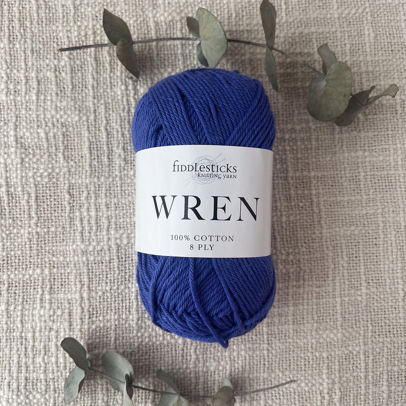 Fiddlesticks Wren 8 Ply Cotton Yarn in Cobalt colour (shade W043) – 100% cotton yarn for knitting and crochet, available at That Yarn Place.