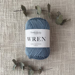 Fiddlesticks Wren 8 Ply Cotton Yarn in Denim colour (shade W025) – 100% cotton yarn for knitting and crochet, available at That Yarn Place. Fast shipping Australia wide.