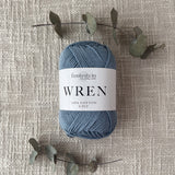 Fiddlesticks Wren 8 Ply Cotton Yarn in Denim colour (shade W025) – 100% cotton yarn for knitting and crochet, available at That Yarn Place. Fast shipping Australia wide.