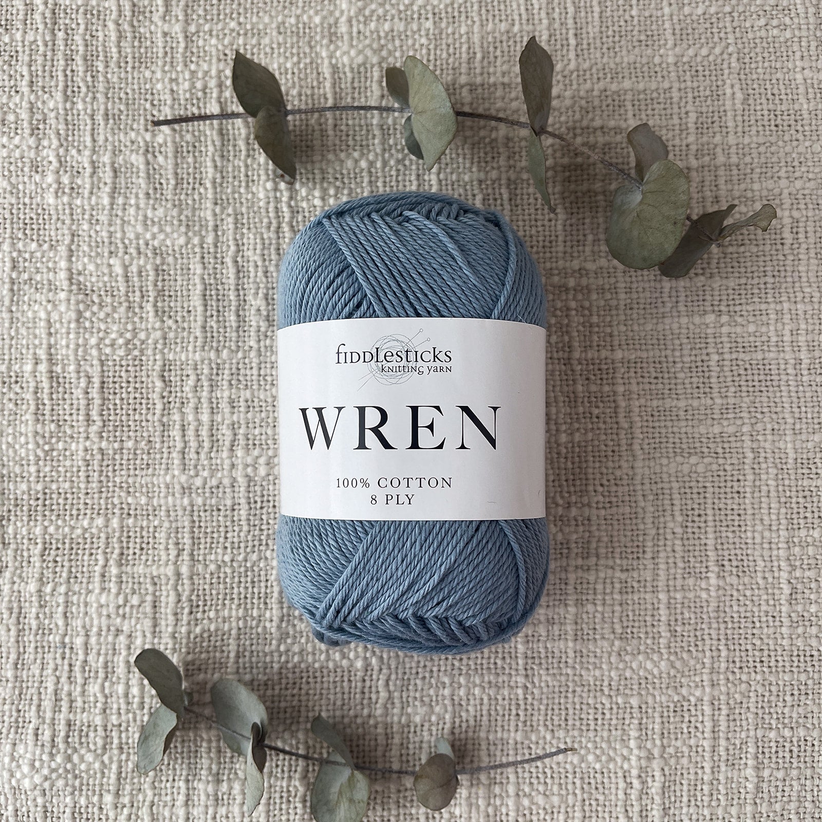 Fiddlesticks Wren 8 Ply Cotton Yarn in Denim colour (shade W025) – 100% cotton yarn for knitting and crochet, available at That Yarn Place. Fast shipping Australia wide.