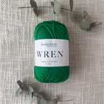 Fiddlesticks Wren 8 Ply Cotton Yarn in Emerald colour (shade W048) – 100% cotton yarn for knitting and crochet, available at That Yarn Place. Same day shipping on orders placed before 2pm.