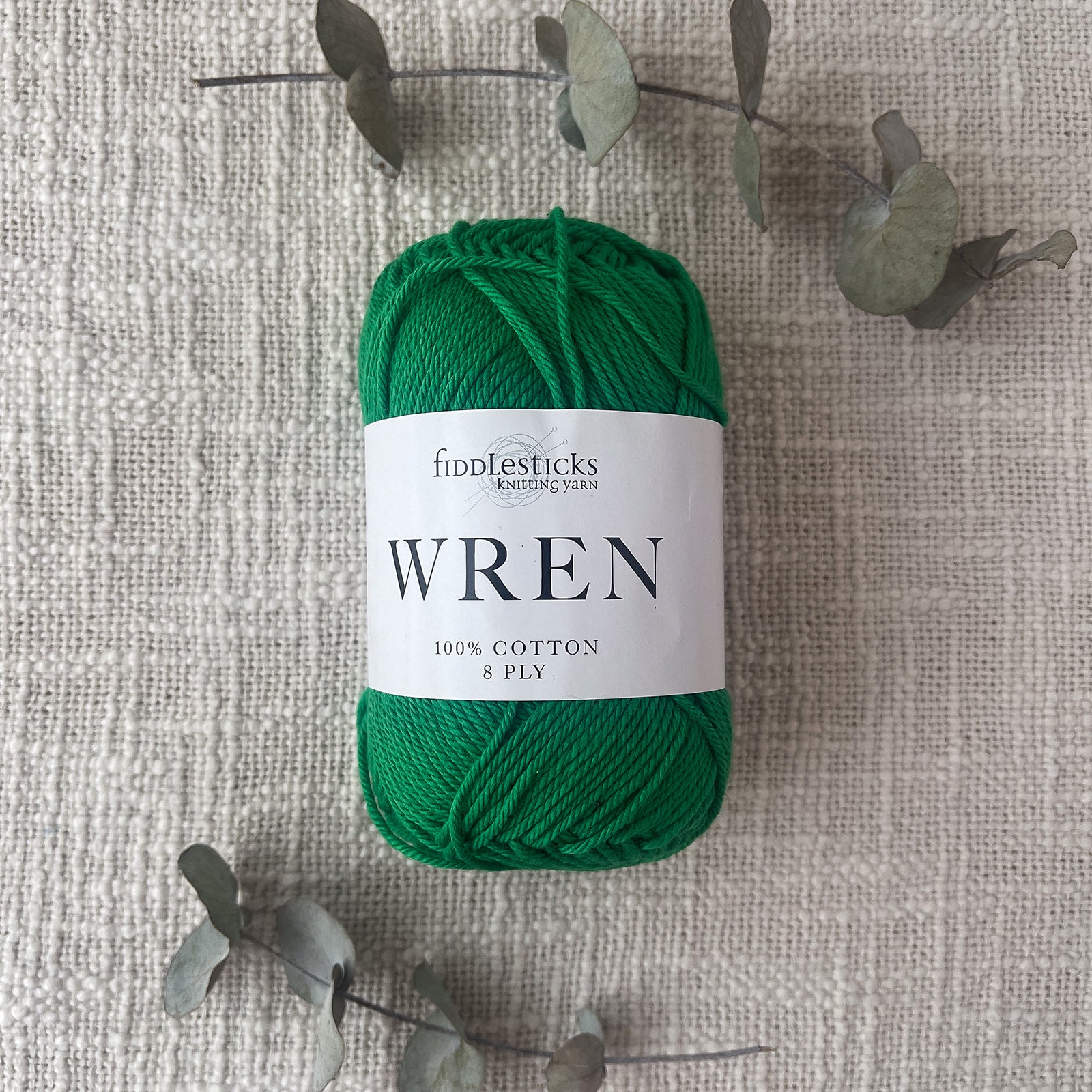 Fiddlesticks Wren 8 Ply Cotton Yarn in Emerald colour (shade W048) – 100% cotton yarn for knitting and crochet, available at That Yarn Place. Same day shipping on orders placed before 2pm.