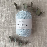 Fiddlesticks Wren 8 Ply Cotton Yarn in Ice Blue colour (shade W023) – 100% cotton yarn for knitting and crochet, available at That Yarn Place.