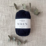 Fiddlesticks Wren 8 Ply Cotton Yarn in Navy colour (shade W027) – 100% cotton yarn for knitting and crochet, available at That Yarn Place.