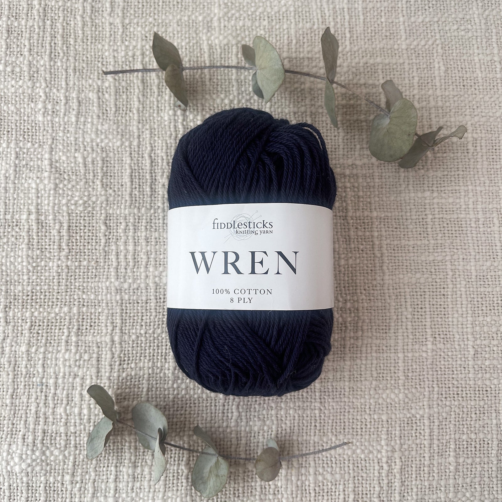 Fiddlesticks Wren 8 Ply Cotton Yarn in Navy colour (shade W027) – 100% cotton yarn for knitting and crochet, available at That Yarn Place.