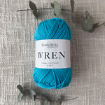 Fiddlesticks Wren 8 Ply Cotton Yarn in Ocean colour (shade W046) – 100% cotton yarn for knitting and crochet, available at That Yarn Place. Same day despatch.
