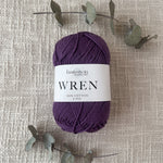 Fiddlesticks Wren 8 Ply Cotton Yarn in Plum colour (shade W031) – 100% cotton yarn for knitting and crochet, available at That Yarn Place.