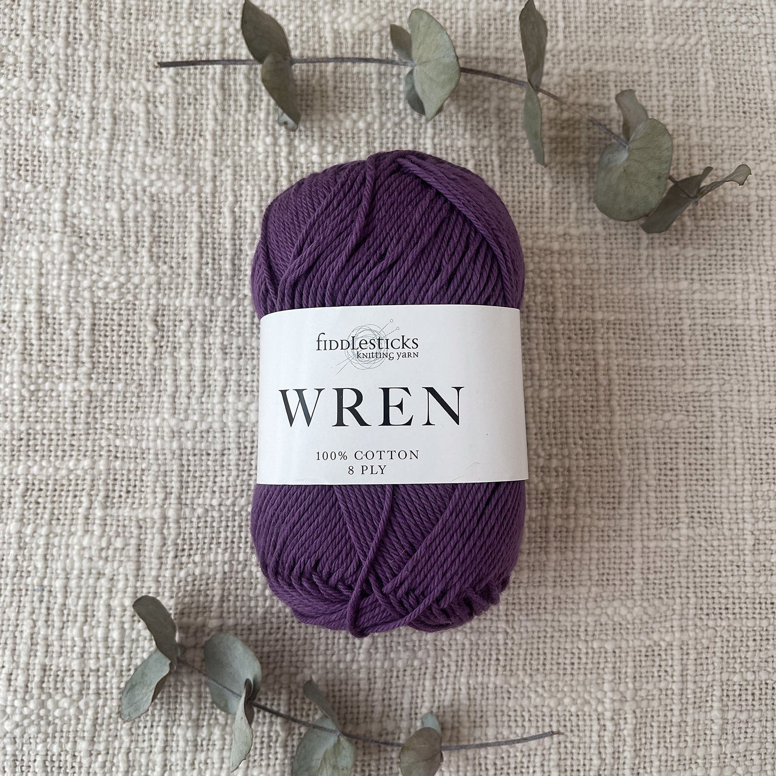 Fiddlesticks Wren 8 Ply Cotton Yarn in Plum colour (shade W031) – 100% cotton yarn for knitting and crochet, available at That Yarn Place.
