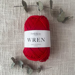 Fiddlesticks Wren 8 Ply Cotton Yarn in Red colour (shade W018) – 100% cotton yarn for knitting and crochet, available at That Yarn Place. Same day despatch on orders received before 2pm.