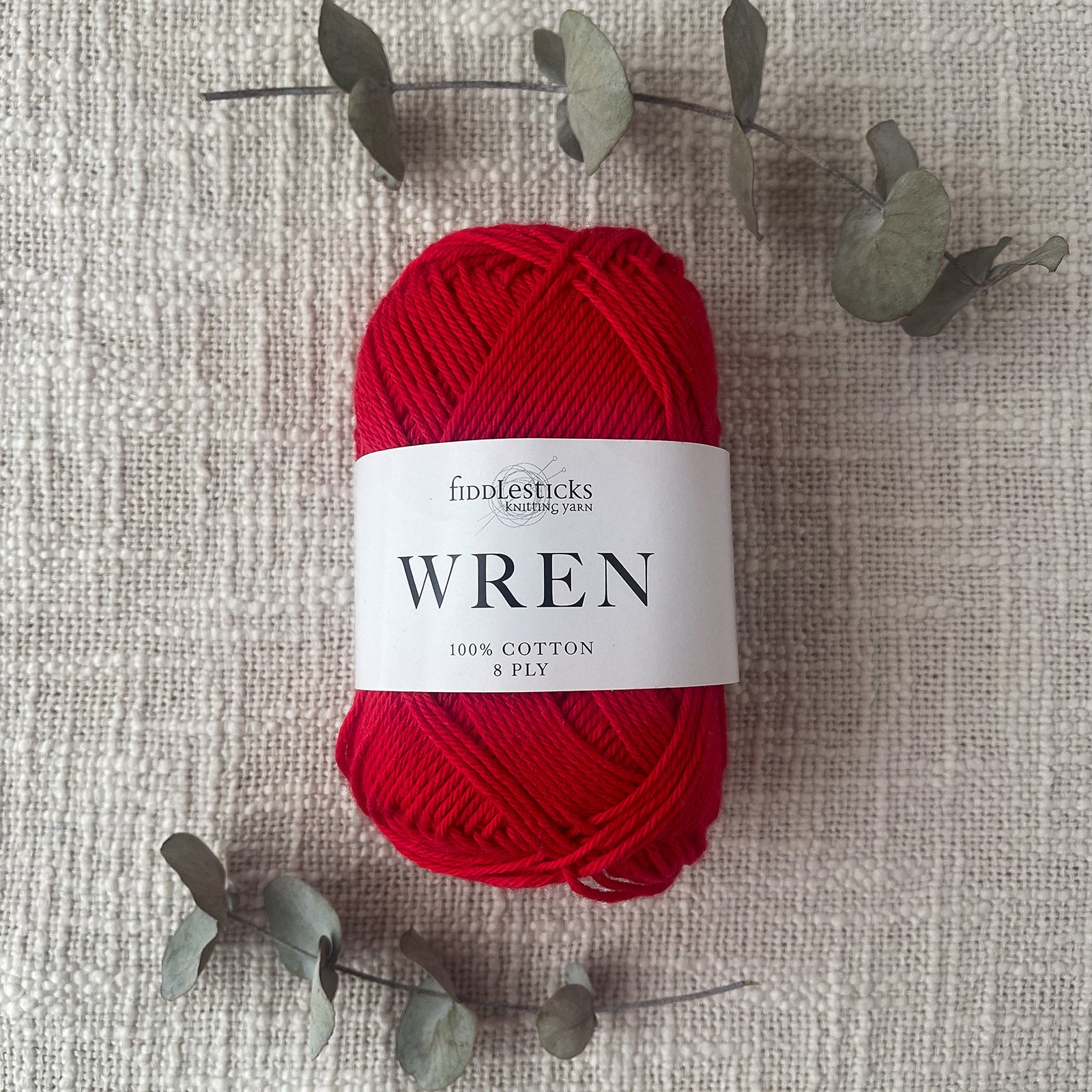 Fiddlesticks Wren 8 Ply Cotton Yarn in Red colour (shade W018) – 100% cotton yarn for knitting and crochet, available at That Yarn Place. Same day despatch on orders received before 2pm.