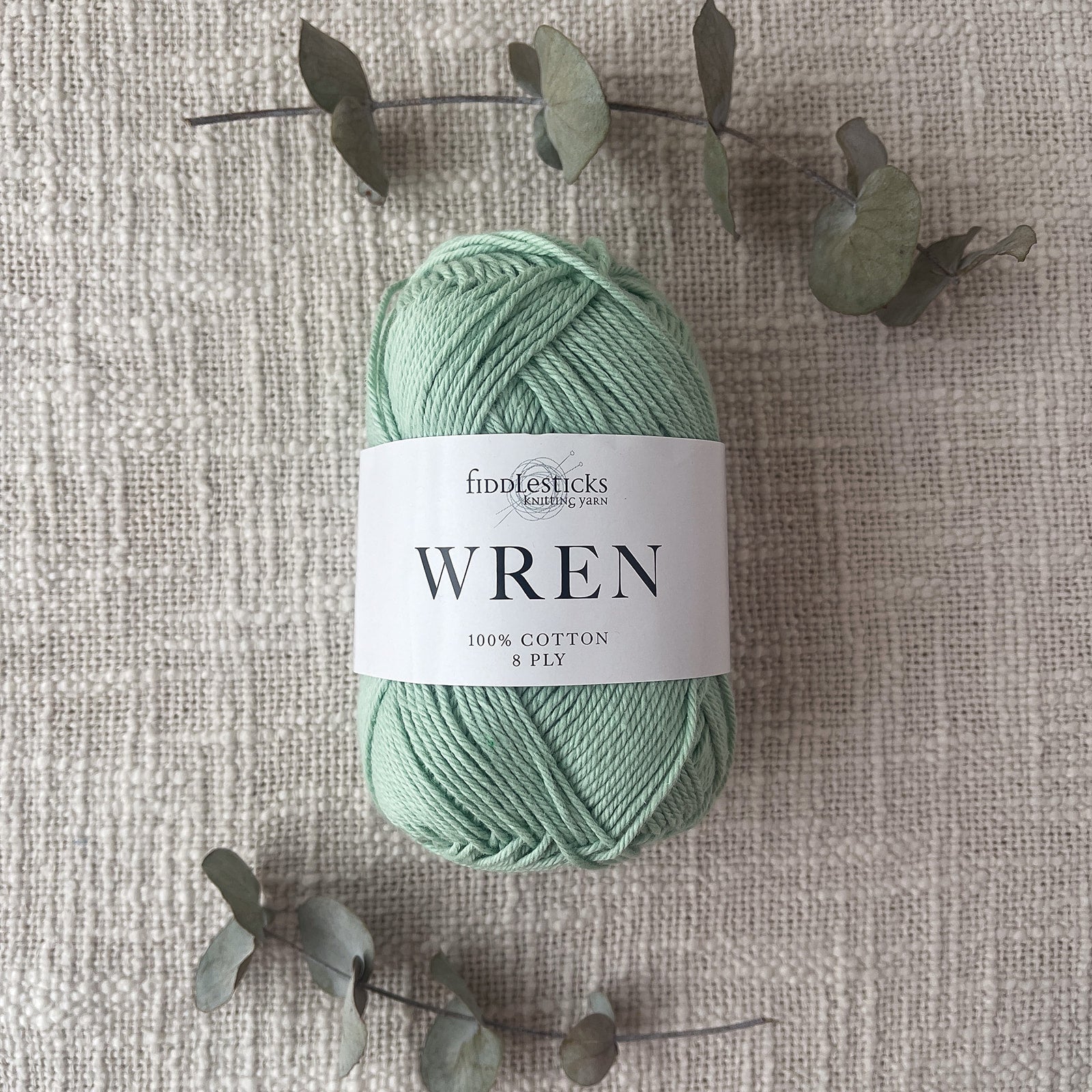 Fiddlesticks Wren 8 Ply Cotton Yarn in Sage colour (shade W033) – 100% cotton yarn for knitting and crochet, available at That Yarn Place. Fast shipping Australia wide.