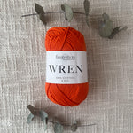 Fiddlesticks Wren 8 Ply Cotton Yarn in Tangerine colour (shade W051) – 100% cotton yarn for knitting and crochet, available at That Yarn Place.