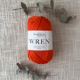 Fiddlesticks Wren 8 Ply Cotton Yarn in Tangerine colour (shade W051) – 100% cotton yarn for knitting and crochet, available at That Yarn Place.