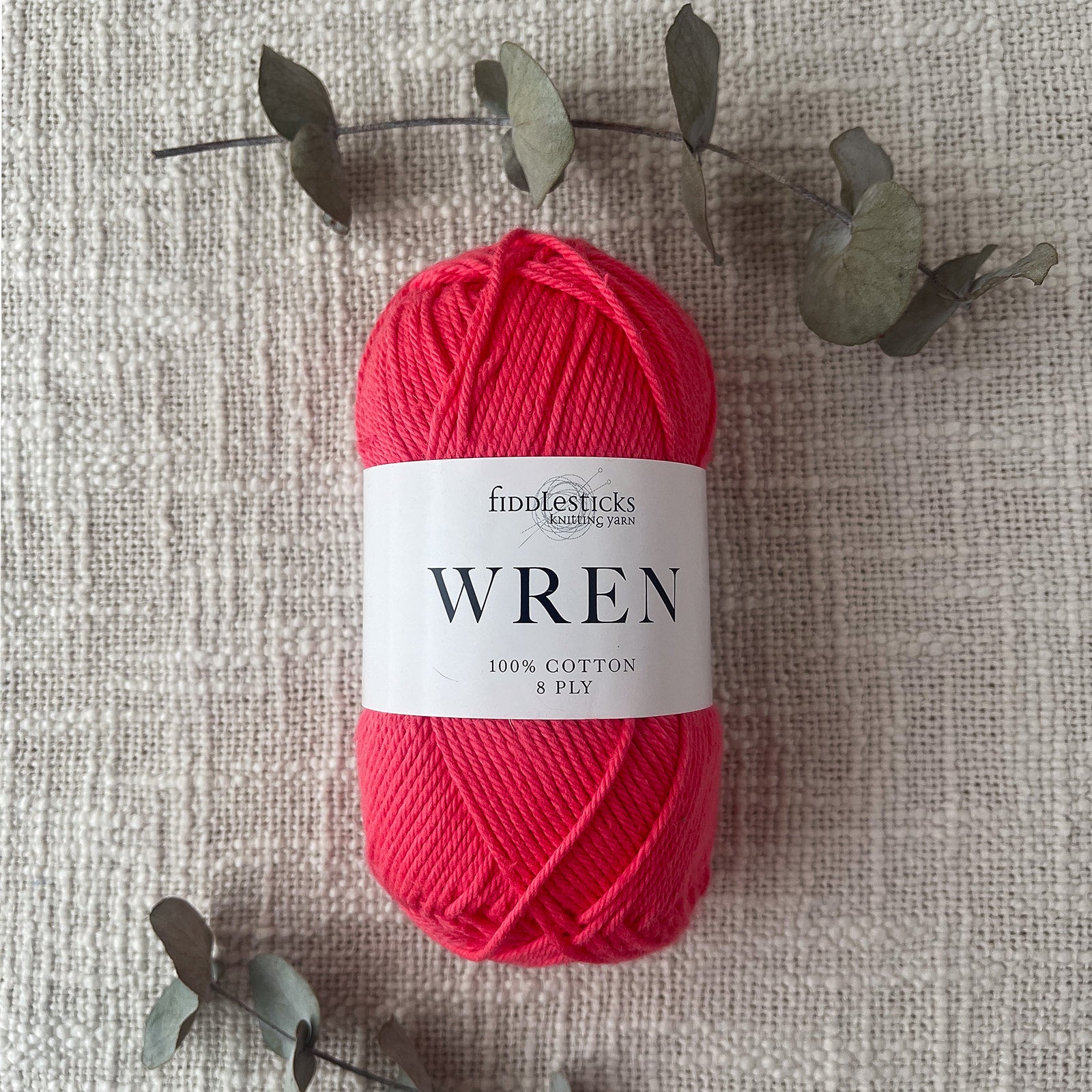 Fiddlesticks Wren 8 Ply Cotton Yarn in Watermelon colour (shade W012) – 100% cotton yarn for knitting and crochet, available at That Yarn Place. Fast shipping Australia and New Zealand.