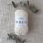 Fiddlesticks Wren 8 Ply Cotton Yarn in Ivory colour (shade W003) – 100% cotton yarn for knitting and crochet, available at That Yarn Place.
