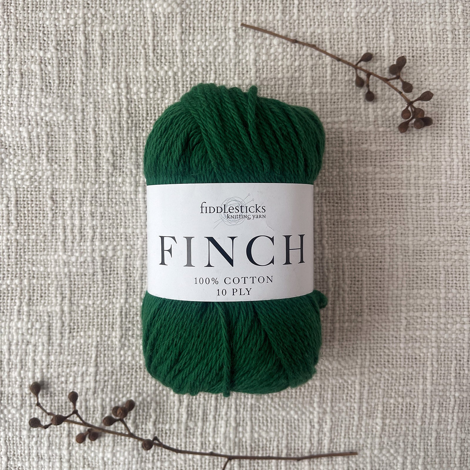 Finch 10 Ply Cotton Yarn by Fiddlesticks – shade Emerald (6209), perfect for dishcloths, homewares, and garments. Ships fast from That Yarn Place.