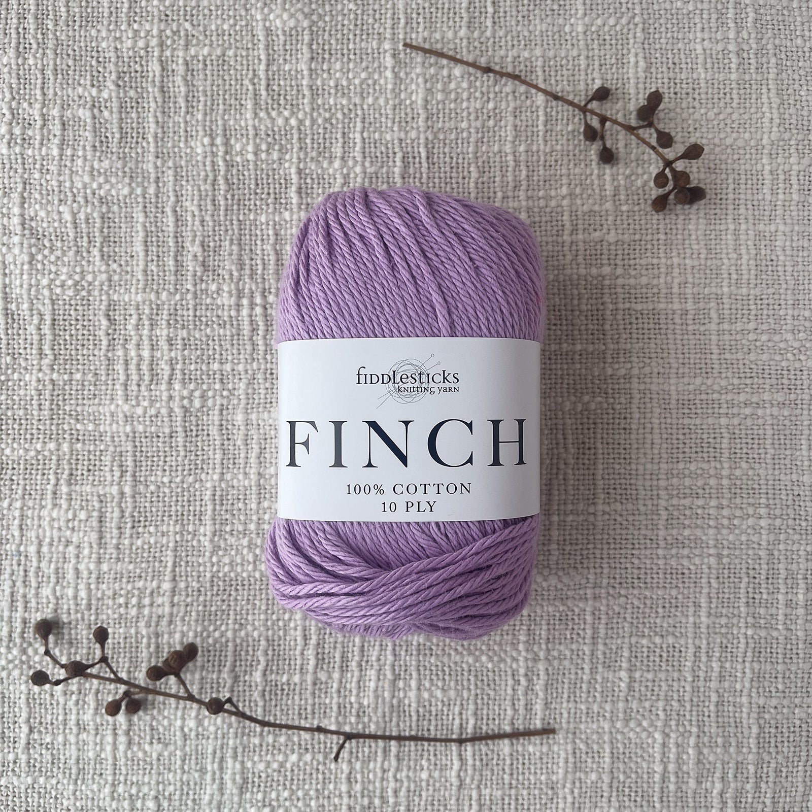 Finch 10 Ply Cotton Yarn by Fiddlesticks – shade Lavender (6251), perfect for dishcloths, homewares, and garments. Ships fast from That Yarn Place.