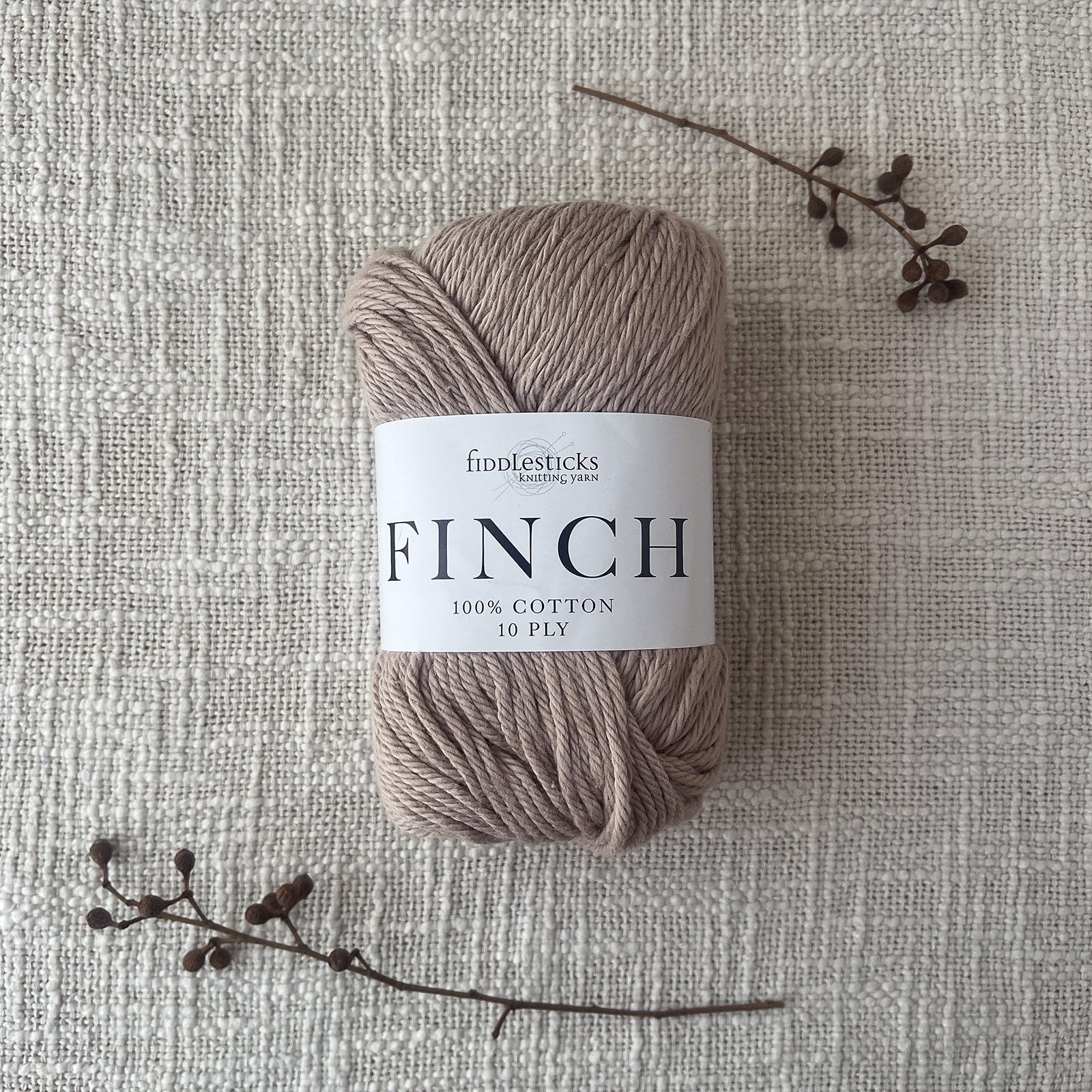 Finch 10 Ply Cotton Yarn by Fiddlesticks – shade Stone (6221), perfect for dishcloths, homewares, and garments. Ships fast from That Yarn Place.