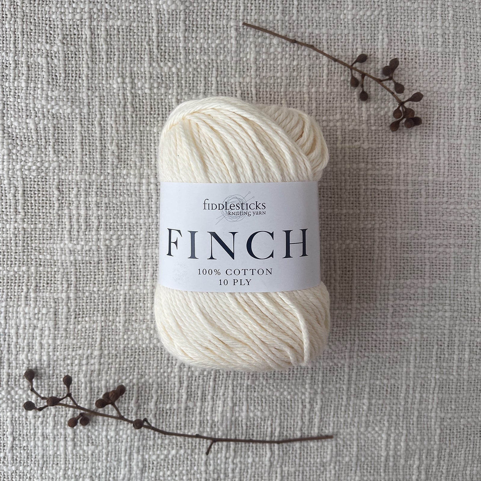 Finch by Fiddlesticks – colour Ecru (6202), a durable 10 ply cotton yarn ideal for crochet, knitting, and home projects.