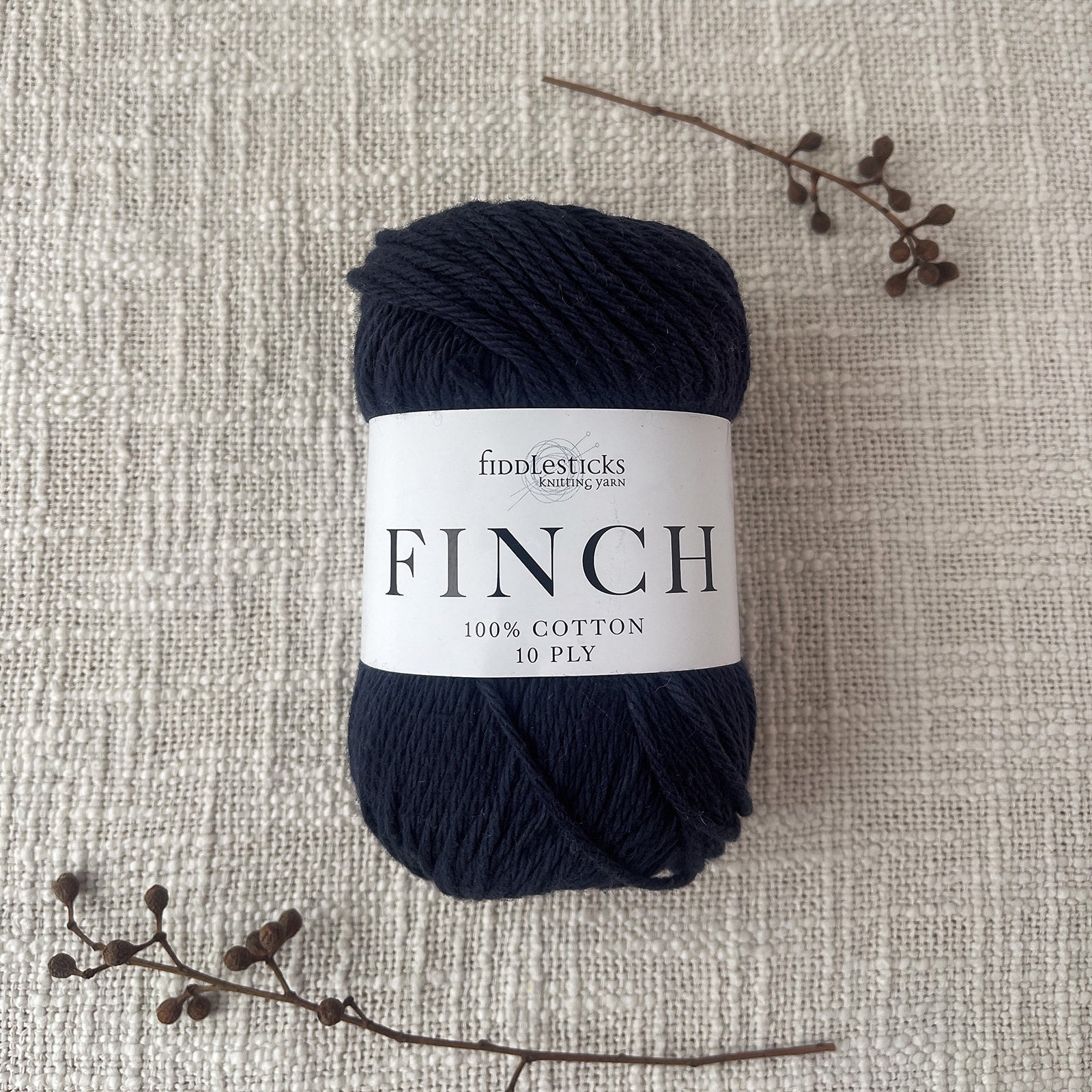 Finch by Fiddlesticks – colour Navy (6208), a durable 10 ply cotton yarn ideal for crochet, knitting, and home projects.