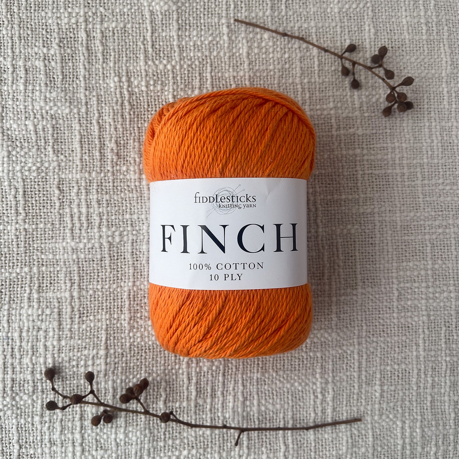Finch by Fiddlesticks – colour Mandarin (6227), a durable 10 ply cotton yarn ideal for crochet, knitting, and home projects.