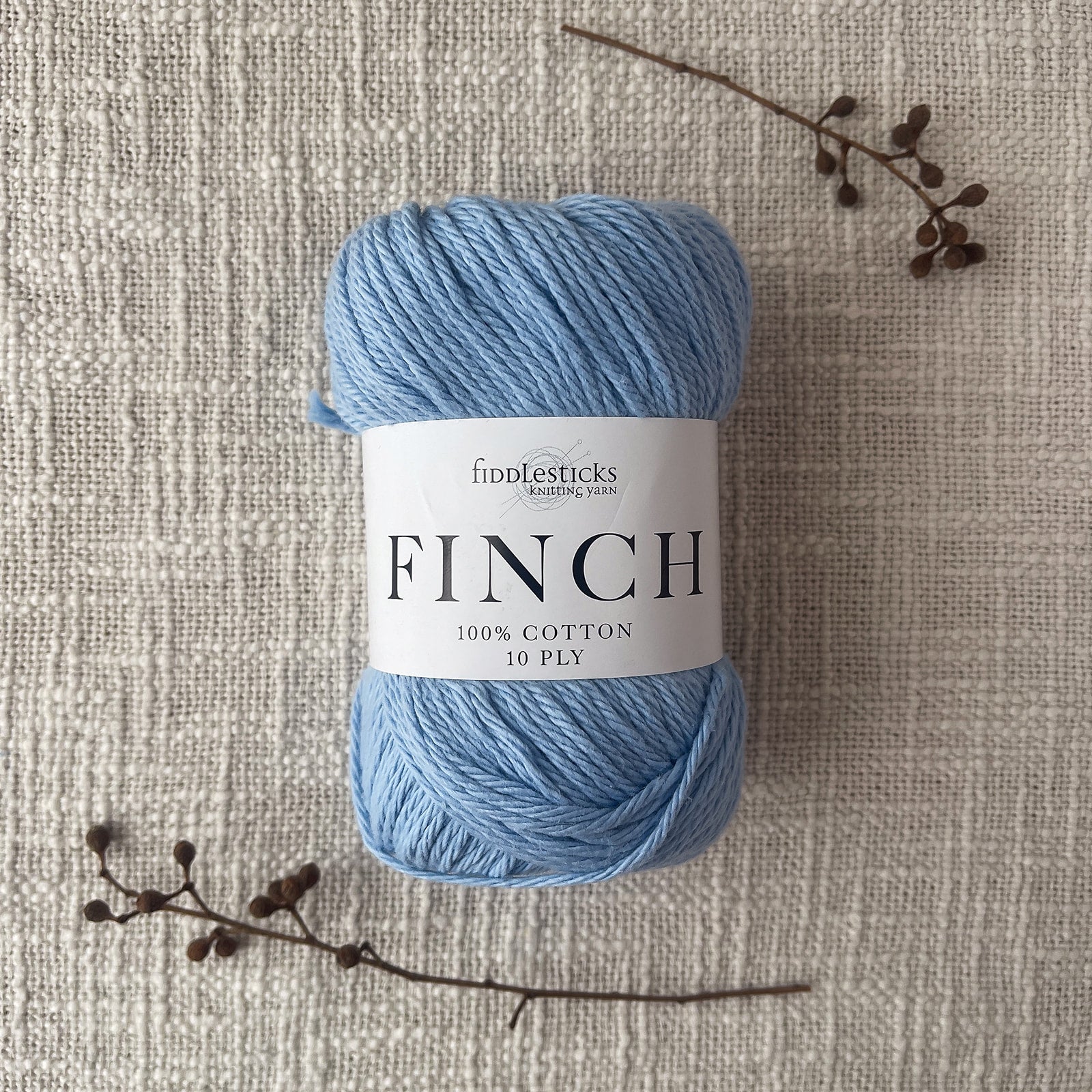 Finch by Fiddlesticks – colour Sky Blue (6216), a durable 10 ply cotton yarn ideal for crochet, knitting, and home projects.
