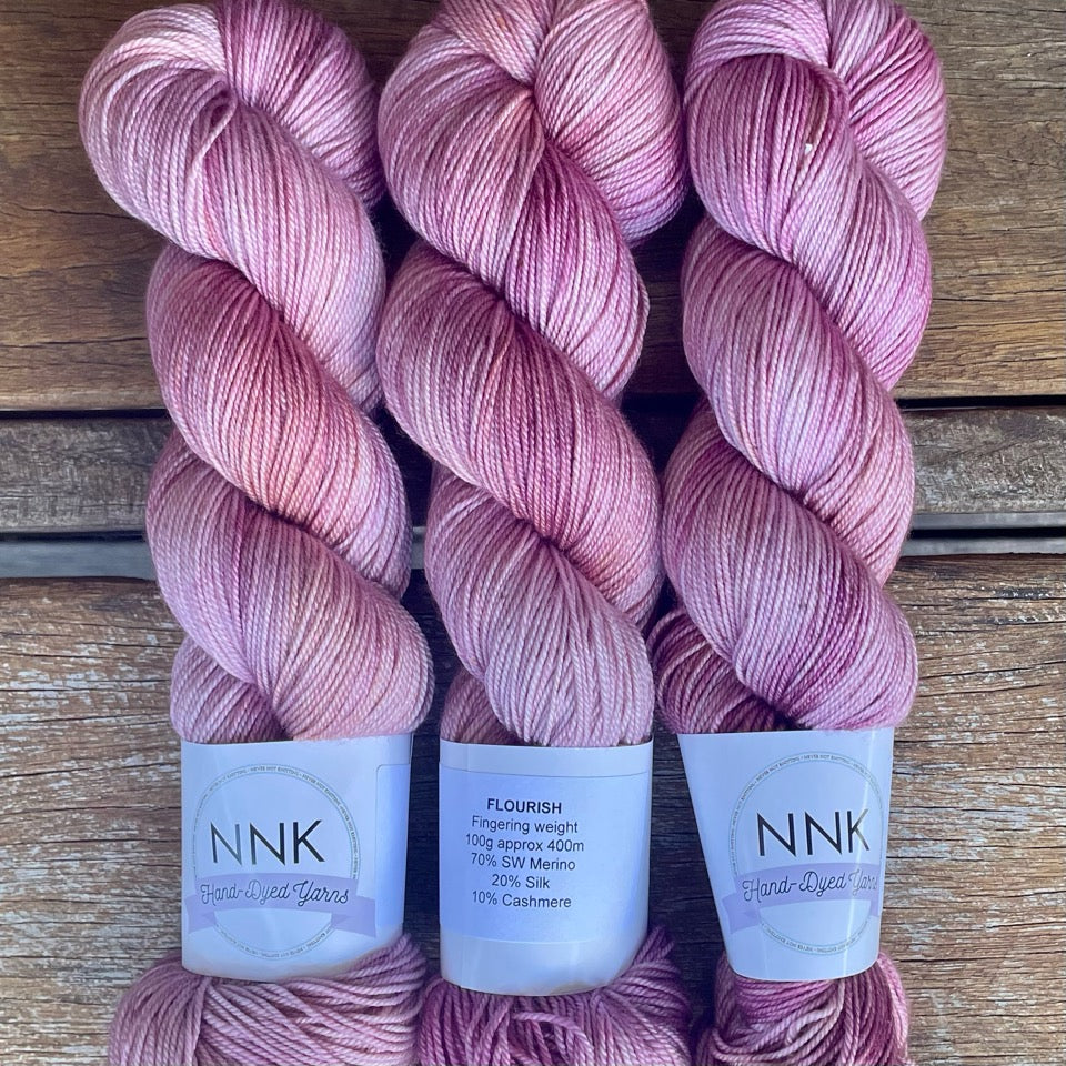 NNK Hand-Dyed Yarn - Merino Silk Cashmere Yarn - 4 ply Fingering