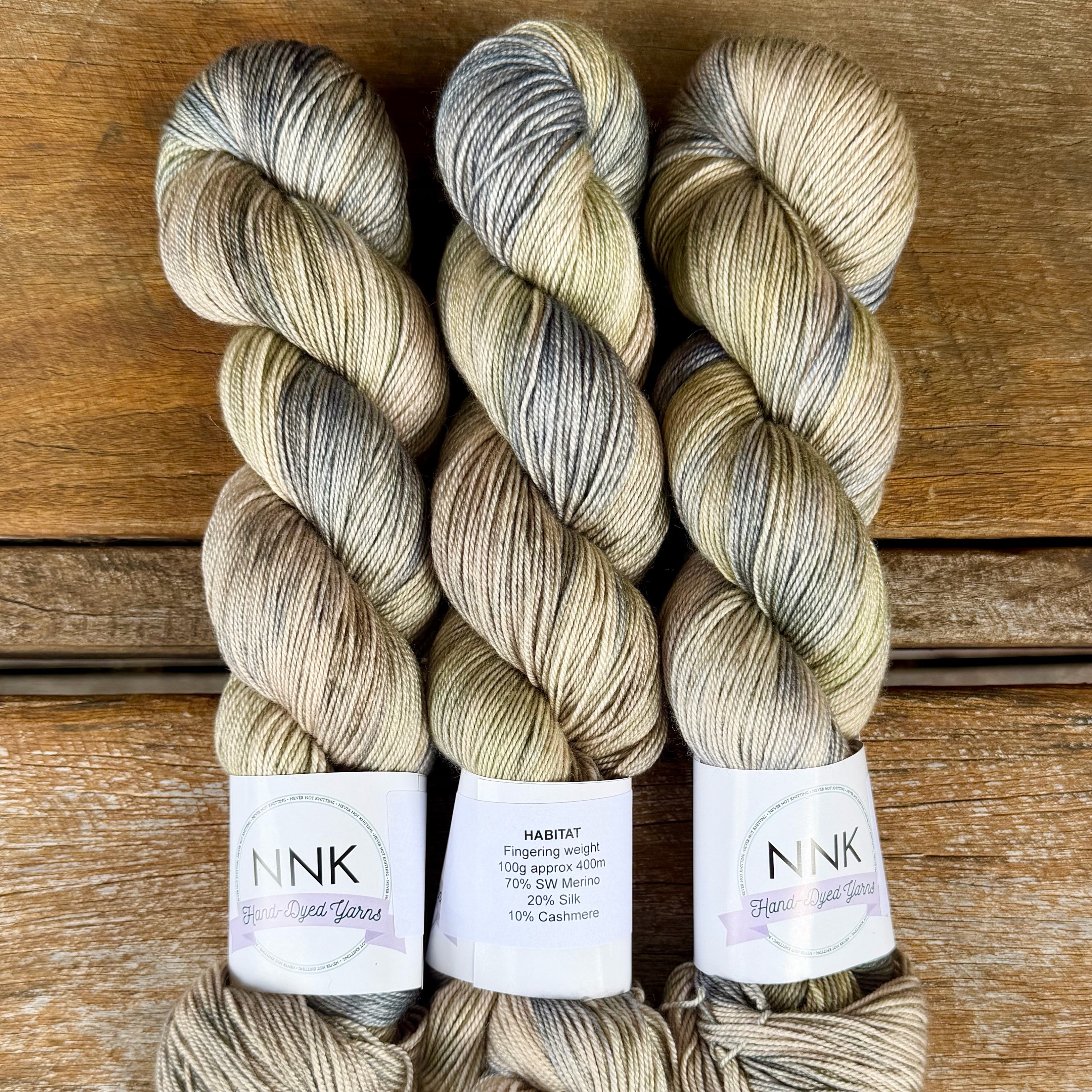 NNK Hand-Dyed Yarn - Merino Silk Cashmere Yarn - 4 ply Fingering