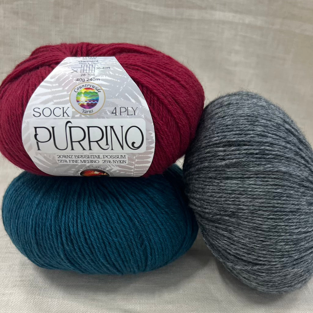 Purrino NZ Possum & Merino 4 Ply/Fingering Sock Yarns